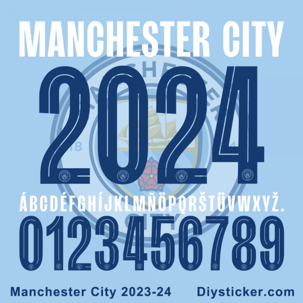 Manchester City 2023-2024 Font & Vector Download.