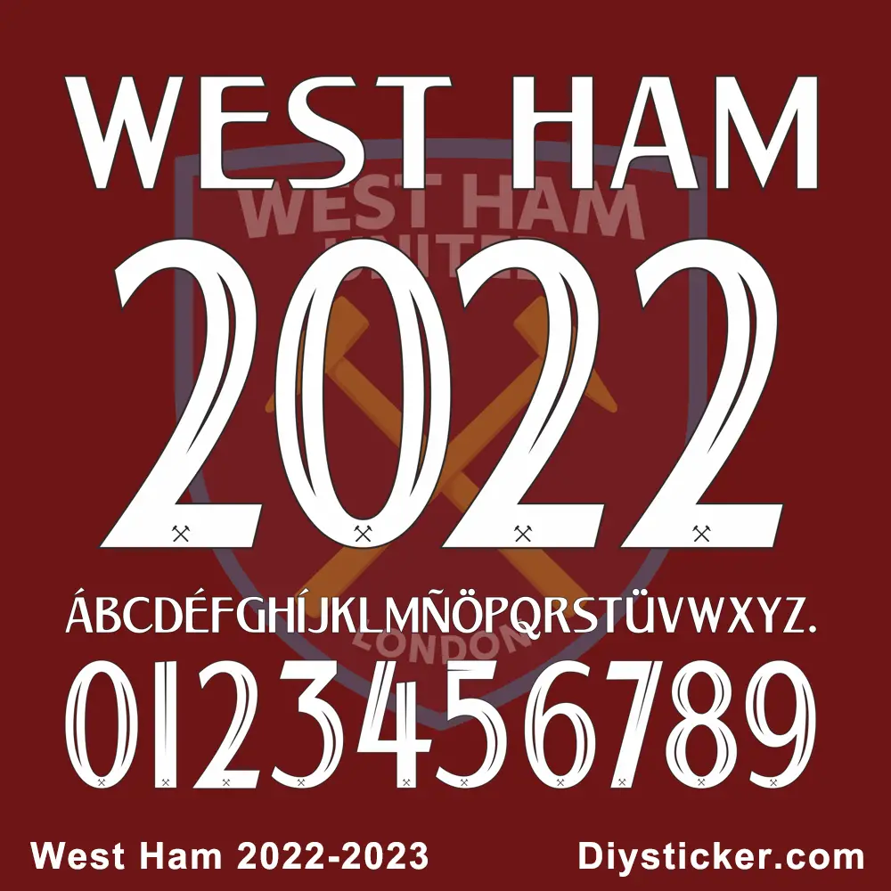 West Ham United 2022-2023 Font Vector
