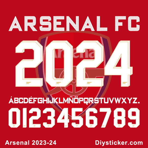 Arsenal 2023-2024 Font Vector Download.