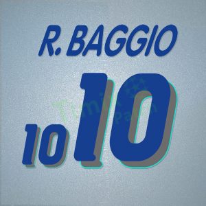 Baggio #10 1994 World Cup Italy Awaykit Nameset Printing/Flock Transfer Number