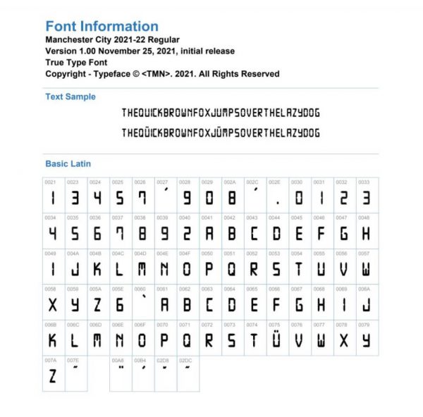 MANCHESTER CITY UCL UEFA 2021-2022 Kit Font & Vector - Image 3