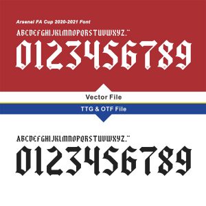 Arsenal FA Cup 2020-2021 Kit Font & Vector
