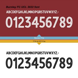 Burnley FC UCL 2021-2022 Kit Font & Vector