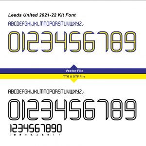 Leeds United 2021/2022 Kit Font & Vector