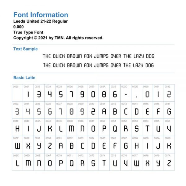 Leeds United 2021/2022 Kit Font & Vector - Image 2
