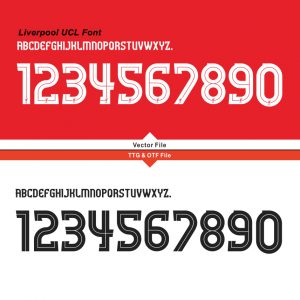 Liverpool UCL 2014/2018 Kit Font & Vector