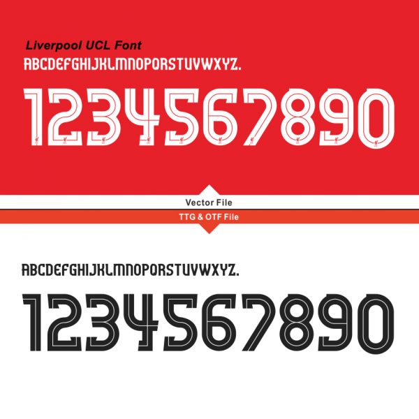 Liverpool UCL 2014/2018 Kit Font & Vector