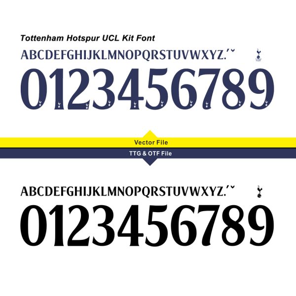 Tottenham Hotspur UCL 2014/2022 Kit Font & Vector