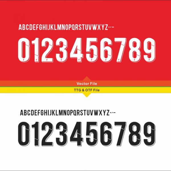 Liverpool FC UCL 2018-2022 Kit Font & Vector