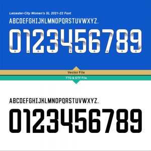 Leicester City 2021-22 FA WSL Kit Font & Vector