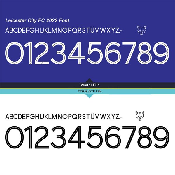 Leicester City 2021-22 Cup Kit Font & Vector