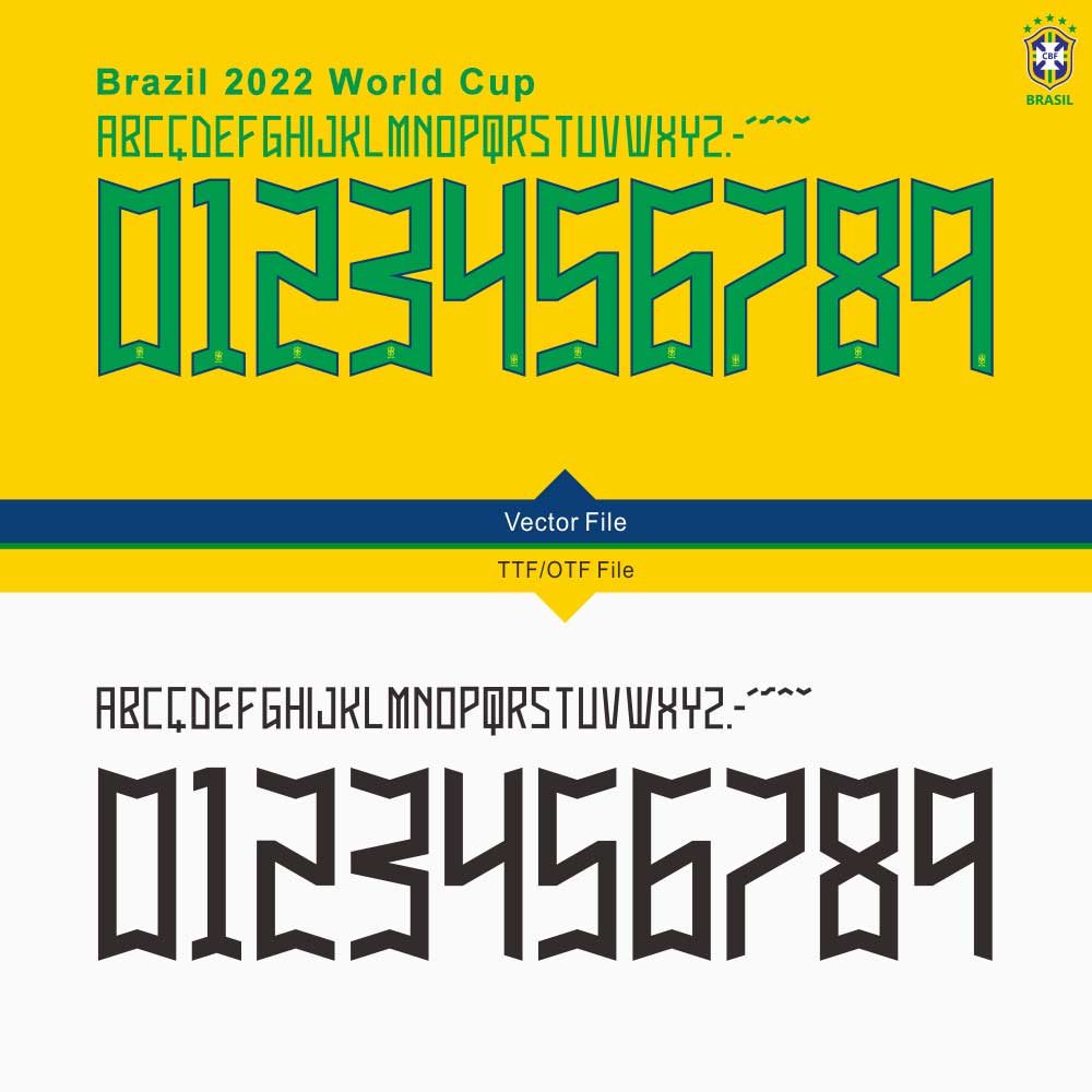 IronOn Sticker Brazil 2022 World Cup Font Vector IronOn Sticker