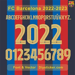 FC Barcelona 2022-2023 Kit Font & Vector