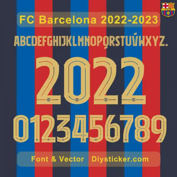 FC Barcelona 2022-2023 Kit Font & Vector