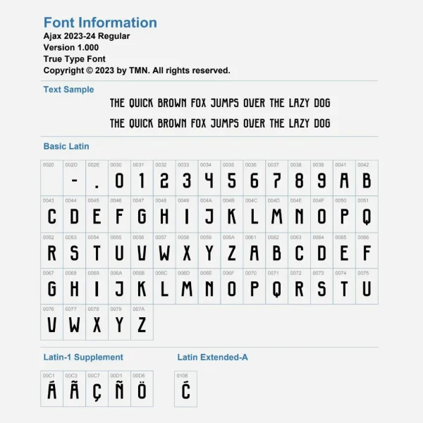 AFC Ajax 2023-2024 Font Vector Download