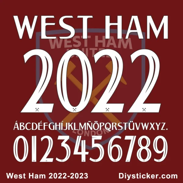 West Ham 2022-2023 Font-1 West Ham United 2022-2023 Font Vector