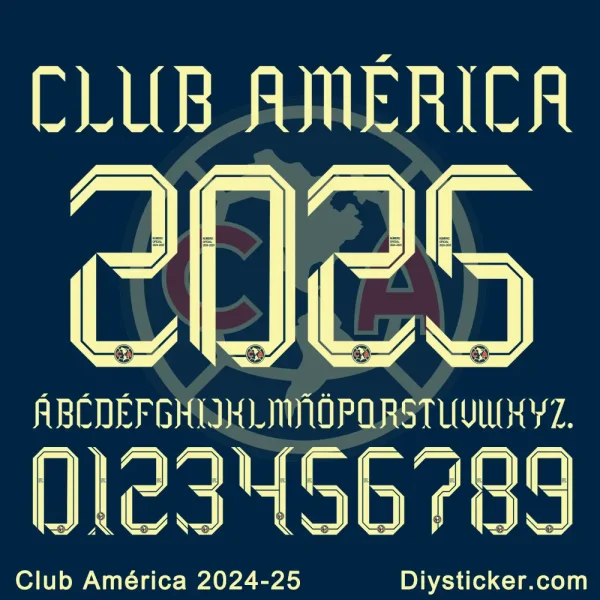 Club America 2024-2025 Font Vector Download.