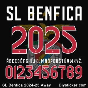 SL Benfica 2024-25 Away Font Vector Download
