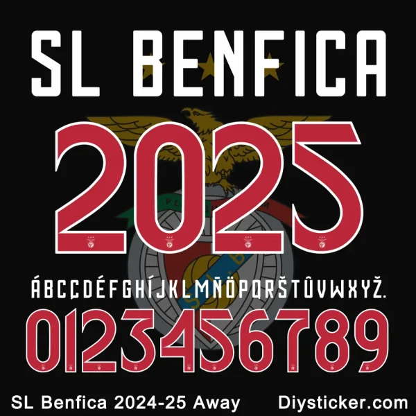 SL Benfica 2024-25 Away Font Vector Download