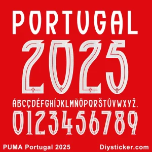 PUMA Portugal 2025 Font Vector Download - High-quality vector file of the PUMA Portugal 2025 logo font, ideal for design projects, branding, and sports-related merchandise.