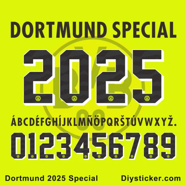 Dortmund 2025 Special Kit Font preview showcasing bold football typography