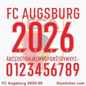 FC Augsburg 2025-26 kit font preview