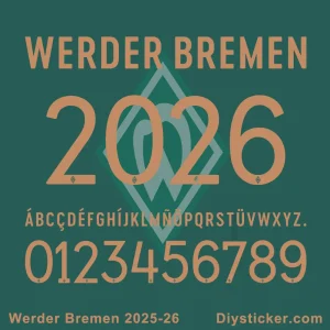 Werder Bremen 2025-26 font download package with TTF, OTF, AI, CDR, and PDF vector files