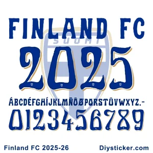 Finland FC 2025-26 Font with TTF, OTF, AI, CDR, PDF vector files display.