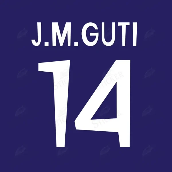 J.M.GUTI Real Madrid 1998/2000 UEFA Champions League Name Number Set for Awaykit DIY soccer jerseys