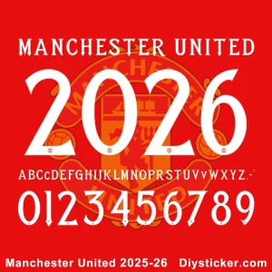Manchester United 2025-26 font sample in TTF, OTF, AI, CDR, PDF formats