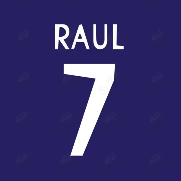 RAUL Real Madrid 1998-2000 UEFA Champions League Name Number Set For Awaykit
