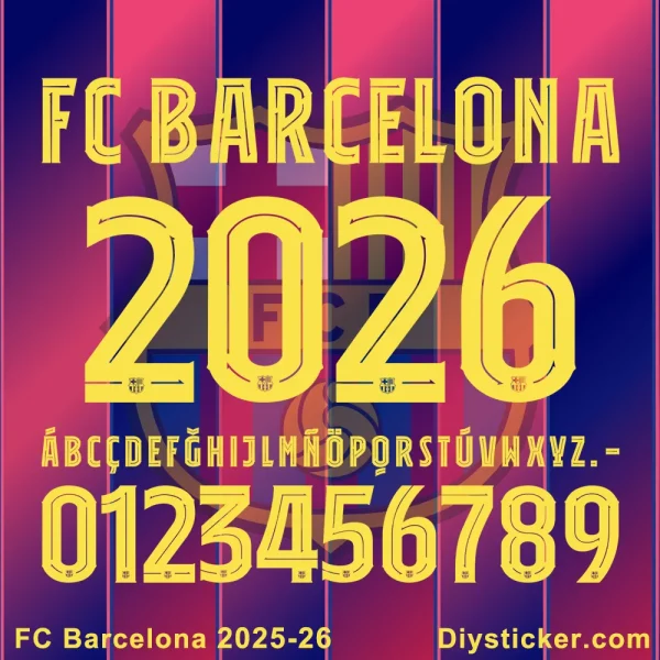 Official FC Barcelona 2025-26 font download with TTF, OTF, AI, CDR, PDF files for design projects.