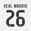 Real Madrid 2025-26 Generic Nameset Print Real Madrid 2025-26 nameset print showing "REAL MADRID 26" in black with club crest.
