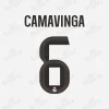 Real Madrid 2025-26 Eduardo Camavinga #6 Nameset Real Madrid 2025-26 Camavinga #6 nameset print in black with club crest.