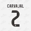 Real Madrid 2025-26 Dani Carvajal #2 Nameset Real Madrid 2025-26 Carvajal #2 nameset print in black with the club crest.