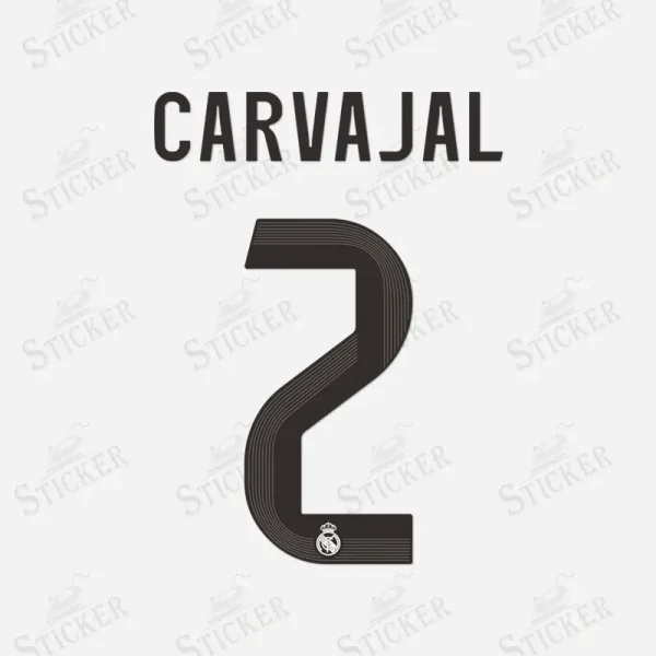 Real Madrid 2025-26 Carvajal #2 nameset print in black with the club crest.