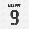 Real Madrid 2025-26 Kylian Mbappé #9 Nameset Print Real Madrid 2025-26 Mbappé #9 nameset print in black with the club crest, on a white background.
