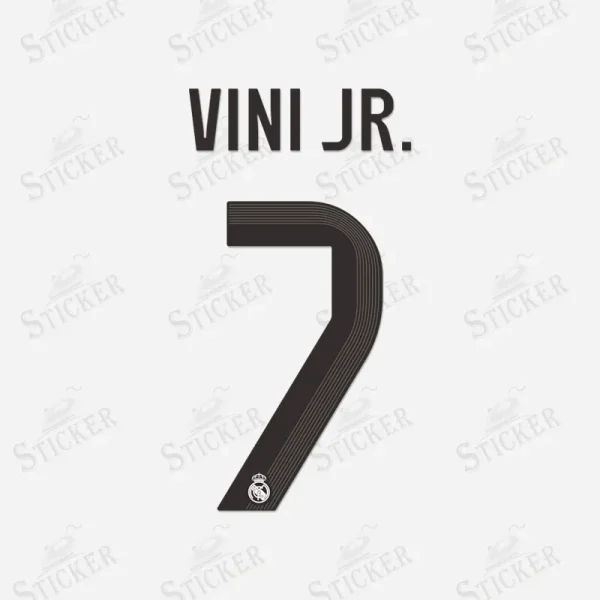 Real Madrid 2025-26 Vini Jr. #7 nameset print in black with the club crest.