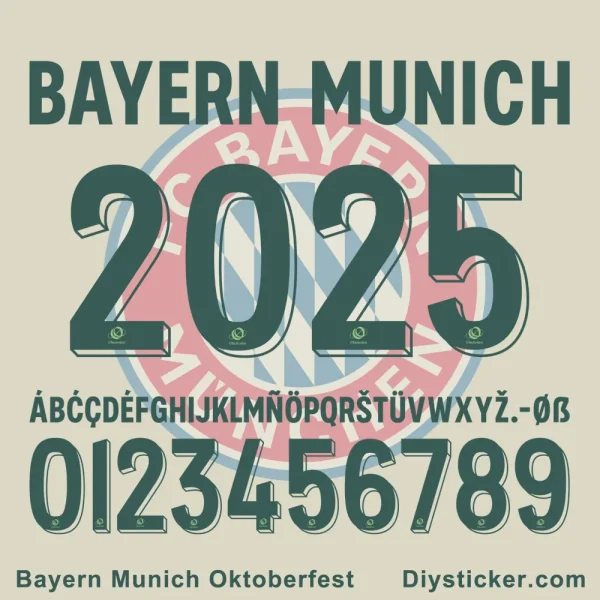 Official Bayern Munich 2025-26 Oktoberfest special edition font with decorative characters and numbers