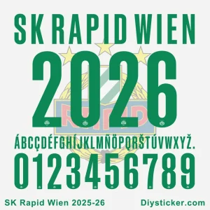 Official SK Rapid Wien 2025-26 font with full alphabet, numbers, and club branding for custom designs