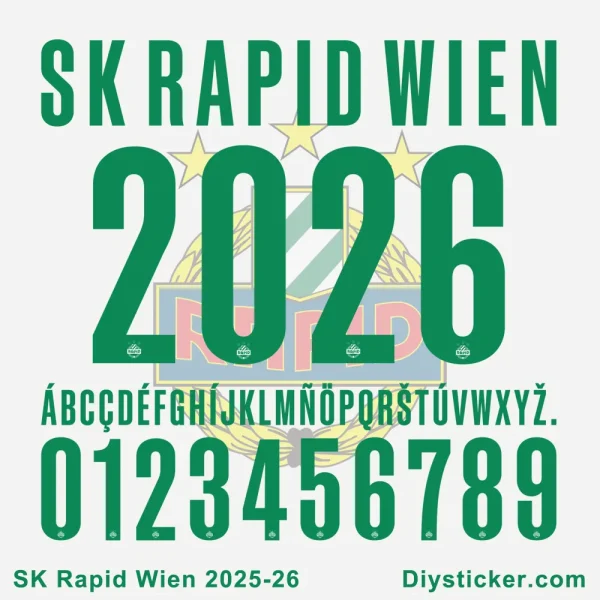Official SK Rapid Wien 2025-26 font with full alphabet, numbers, and club branding for custom designs
