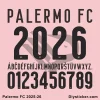 Palermo fc 2025-26 Font Official Palermo FC 2025-2026 font preview showing club name, unique number design, full alphabet, and numerals.