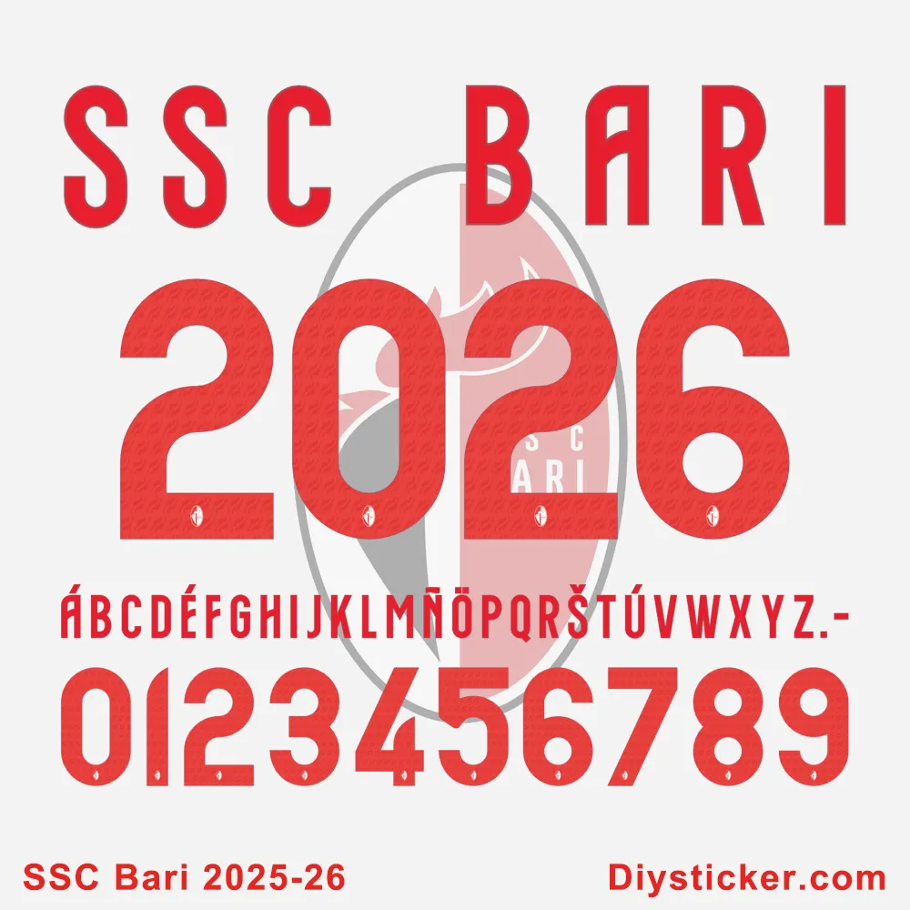 Stylized SSC Bari 2025-2026 font preview showing unique character design with accented letters.