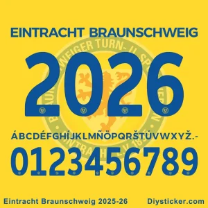 Eintracht Braunschweig 2025-26 Font Eintracht Braunschweig 2025-26 font preview – uppercase typography example