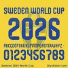 weden 2026 World Cup Font - Complete Character Set Preview Full character set preview of the Sweden 2026 World Cup font showing stylized country name, alphabet, and numbers.