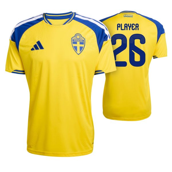 Sweden 2026 Jersey Font - Real-World Application Mockup Example of the Sweden 2026 World Cup font applied on a player jersey mockup, showing “SUBMIT” and number “28”.