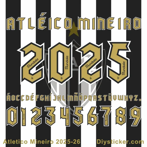 Atletico Mineiro 2025-2026 Font Atletico Mineiro 2025-2026 font preview showing full alphabet A-Z and numbers 0-9 in official club style