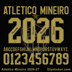Atletico Mineiro 2026-2027 Font Atletico Mineiro 2026 font preview featuring full alphabet and numerals in official club typography