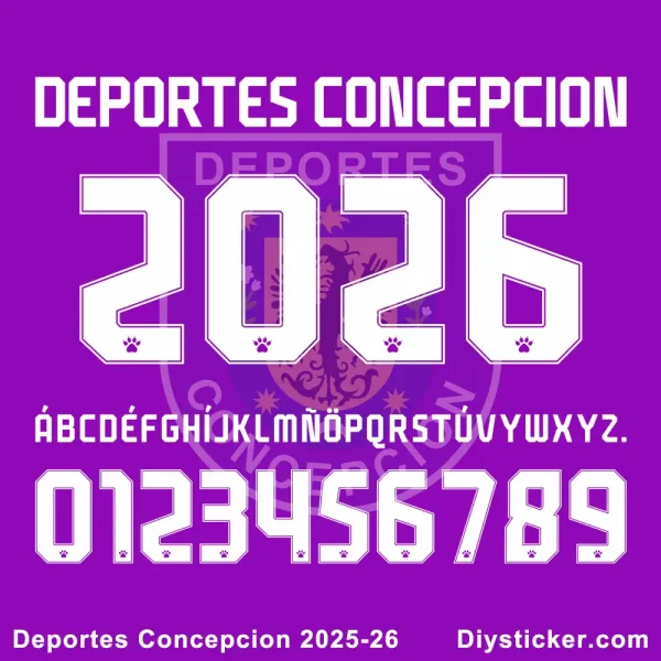 Deportes Concepcion 2025-26 Font Deportes Concepcion 2025-26 font preview with full alphabet and numbers in official club typography