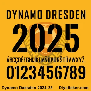 Dynamo Dresden 2024-25 Font Dynamo Dresden 2024-25 font preview showing letters, numbers, and typography style for design projects